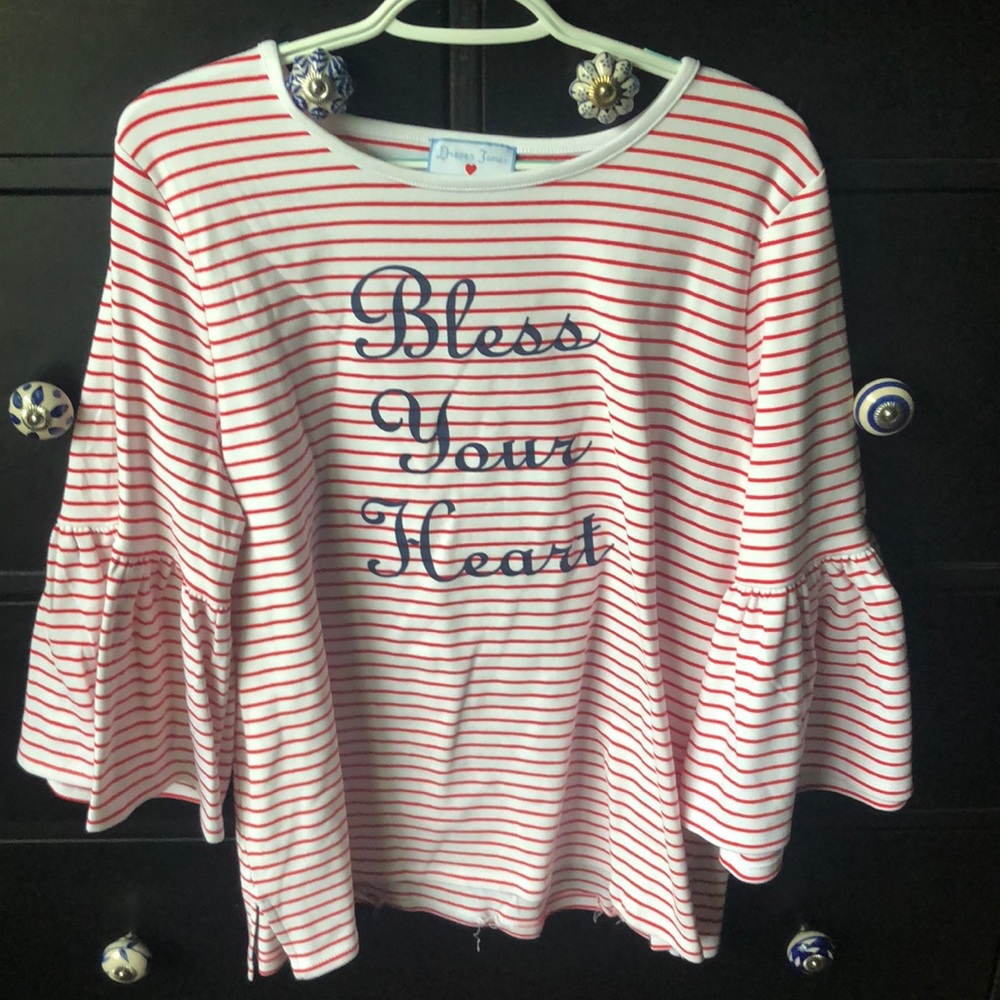 DRAPER JAMES red and white striped blouse